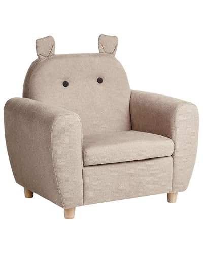 Beliani Fauteuil pour Enfants en Tissu avec Accoudoirs et Oreilles Taupe Maribo