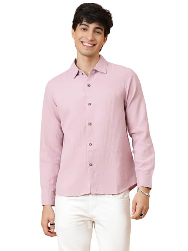 Image of KOTTY Men's Textured Casual Shirt - Long Sleeve||Button-Down Collar||Classic Fit