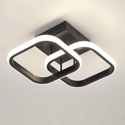 AMZASA Black Hallway Light Modern LED Ceiling Light Mini Close to Ceiling Lamp for Balcony Corridor Closet Bedroom Bathroom Kitchen 4000K Neutral Light