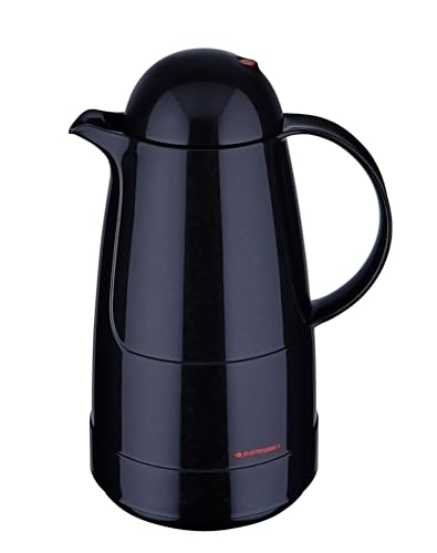 ROTPUNKT Isolierkanne 1L - Premium Kaffekanne Made in Germany I Hält bis zu 24 Std heiß I Warmhaltekanne für Kaffee und Tee (Christine 210, Black)