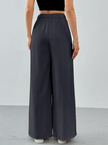 Image of Solid High Waist Straight Korean Loose Pleated Wide Leg Trouser for Women's & Girl's