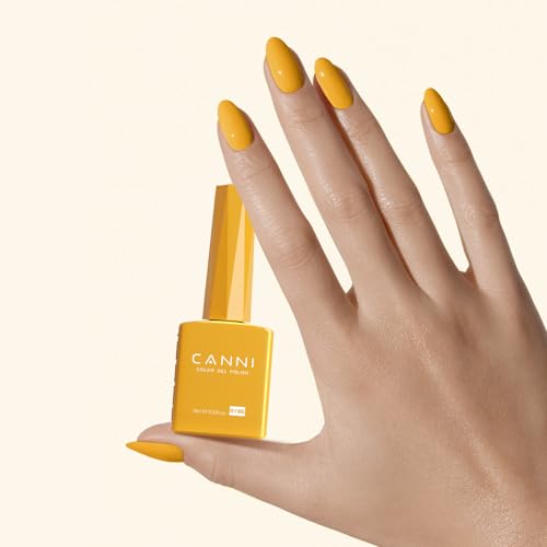 Image of CANNI Yellow Gel Nail Polish, 1Pcs Yellow Gel Polish Color Soak Off U V Nail Manicure Salon DIY at Home