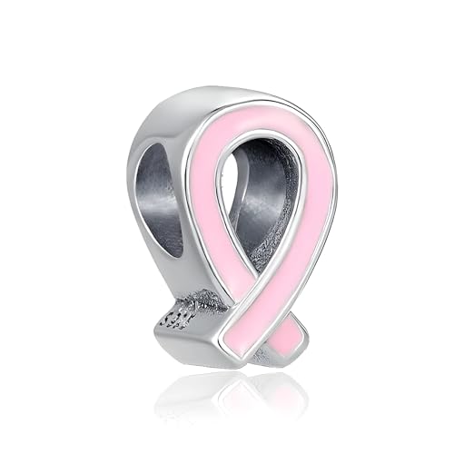 G 48 Charm Fiocco Rosa Lotta contro il Cancro, Argento Sterling 925, Compatibile con Bracciale Pandora