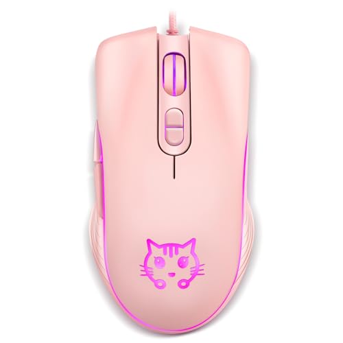 Image of Maine Game Wired USB Mouse, 2400 DPI, 4 Adjustable Levels, Silent, Factory Wholesale Sale (Pink, 1PACK)
