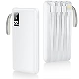 モバイルバッテリー 大容量 急速充電 【2026年新モデル・22800mAh・4つのケーブル内蔵】 最大2.4A出力 軽量 小型 6台同時充電可 携帯充電器 LED残量表示 タイプc 充電器 モバ充電 コンパクト 持ち運び便利 機内持込可 旅行/出張/アウトドア/停電/防災緊急用 PSE認証済 iPhone iPad/Android全機種対応 防災グッズ LEDライト付き image