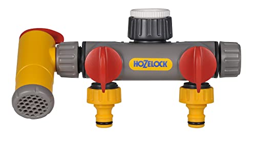 HOZELOCK - Multi-Tap Connector 3-Way Flowmax Watering : Create 3 Circuits on a Single Tap Independent Flow Valve for Each Outlet 1 Convenient Flowmax Filling Outlet [2250 0000]