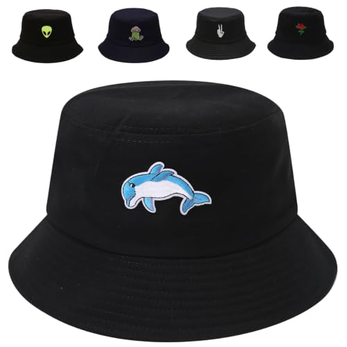 Image of Cotton Bucket Hat for Women Men Summer Travel Sun Beach Bucket Cap, Unisex Outdoor Fisherman Hat