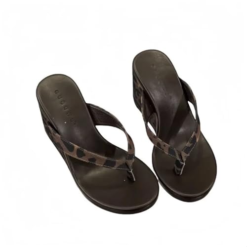 Flip Flops for Women Summer Leopard Print Clip Toe Platform Wedges Women Slippers Thick Bottom High Heels Flip Flops Shoes4