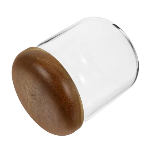 Ciieeo Sealable 380ml Glass Honey Pot with Wooden Lid Food Storage Jar for Kitchen