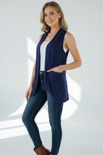 Image of ToBeInStyle Womens Open Front Casual Shrug Lightweight Layering Cardigan Sleeveless or Short Sleeve
