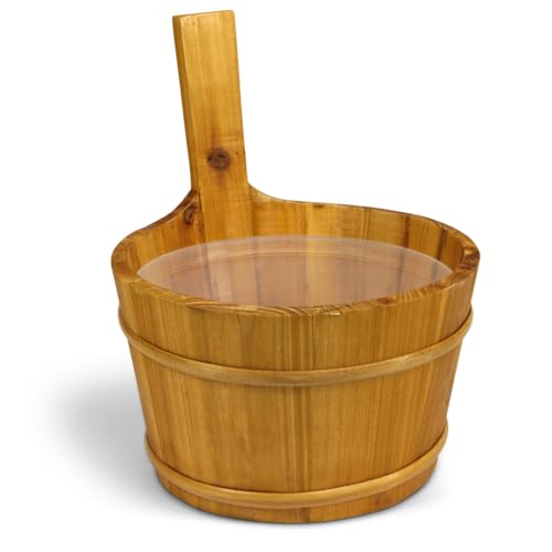 LaJa26 Sauna Kübel - 3 l - Sauna Eimer für Saunaaufguss - Fichte - Kunststoffeinsatz - Saunazubehör
