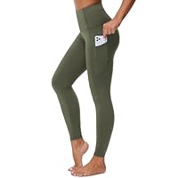 Dragon Fit High Waist Yoga Leggings with 3 Pockets Tummy Control Workout Running Yoga Pants for Women Olive Green
