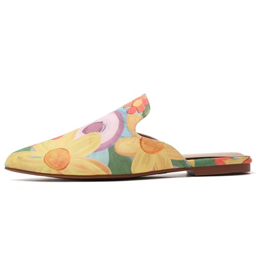 Image of Tilocow Women's Pointed Toe Flat Mules Backless Slip On Loafers