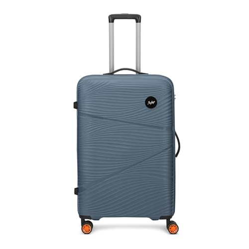 Image of Skybags Swirl Check-in Trolley Bag 75cm | Large Hard Luggage | 8 Wheels Suitcase for Travel | 3-Digit Combination Lock with Anti-Theft Zipper | Polypropylene | 3 Years Warranty - Unisex (Blue)