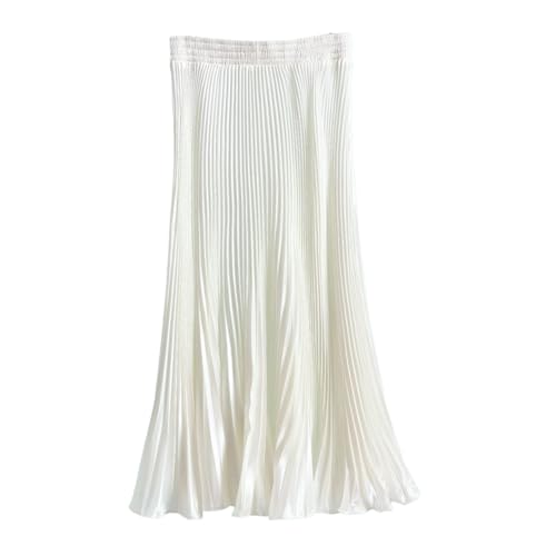 Women’s Metallic Shiny Pleated Maxi Skirt Elastic High Waist A-Line Skirt Accordion Long Swing Skirt2