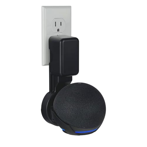 NoveraPrime] Wall Mount Holder for Dot 4th & 5th Gen & Hopestar H52 Outlet Hanger Stand with Built-in Cable Management No Screws Drilling Space-Saving Speaker Mount for Any Indoor Spaces - Black