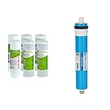 APEC Water Systems FILTER-SET-ESX2 2 Sets of High Capacity Replacement Pre-Filter Sets For Essence Series Reverse Osmosis Water Filter System Stage 1-3 | APEC Water Systems MEM-ES-50 50 GPD Membrane Replacement Filter For Reverse Osmosis System, Blue