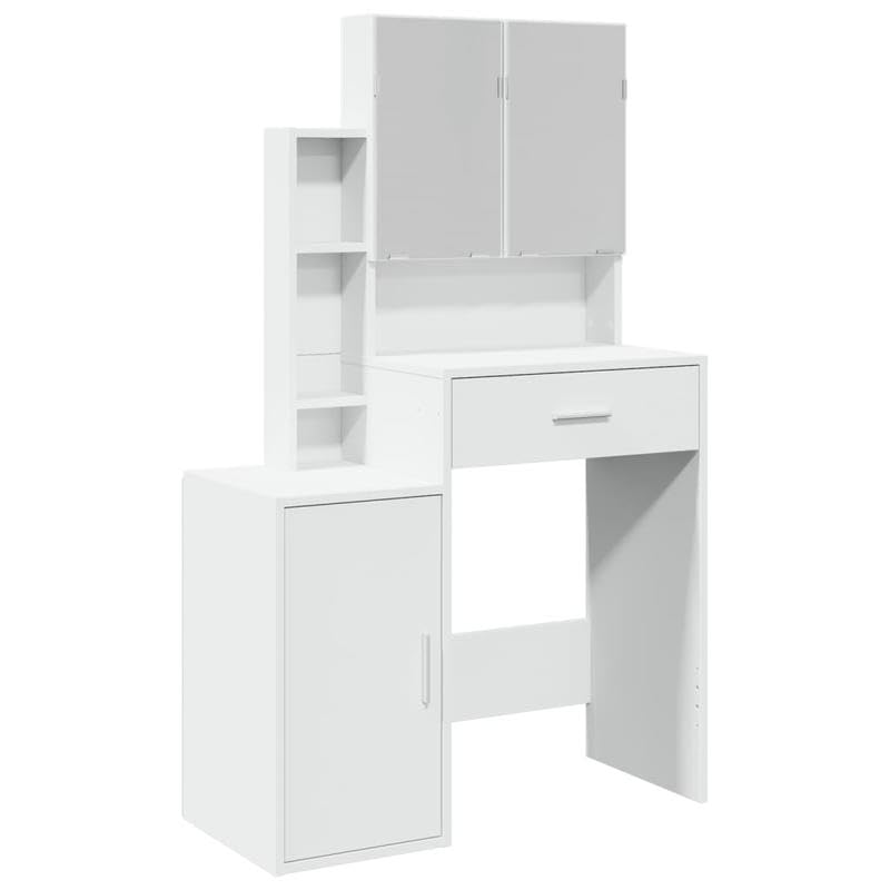 Eleganz Tocador con armario blanco, 80 x 35 x 132 cm, muebles de dormitorio de madera y cristal, elegante y espacio de almacenamiento