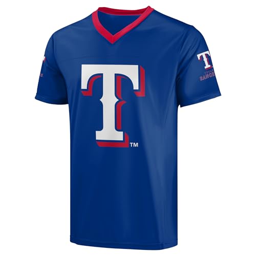 Image of FOCO MLB Men's Officially Licensed Primary Logo Wordmark Ballpark Team Color Baseball Performance V-Neck Top