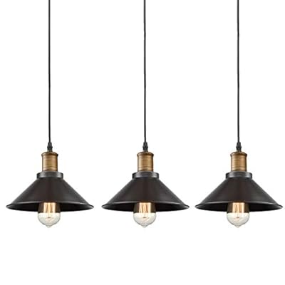 CLAXY Farmhouse mini Pendant Light Adjustable Bronze Hanging Pendant Lighting for Kitchen Bar Restaurant Bedroom-3 Pack