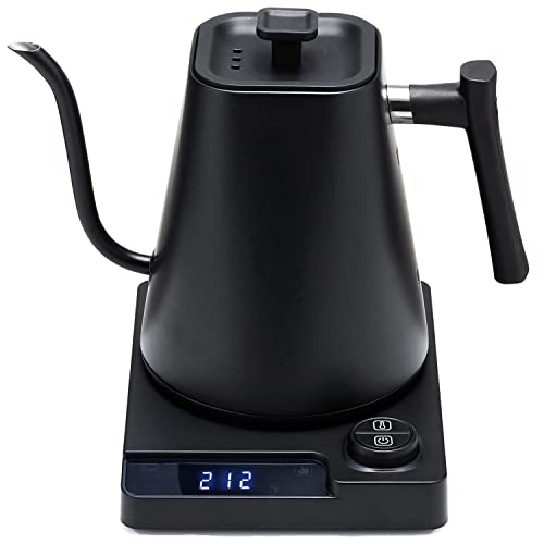 Electric Kettle,1.0L Gooseneck Electric Kettle Temperature Control,1200W Electric Tea Kettle with Fast Heating,Hot Water Kettle Electric for Pour Over Coffee & Tea,100% Stainless Steel Inner,Auto Shutoff Anti-Dry Protection,Matte Black