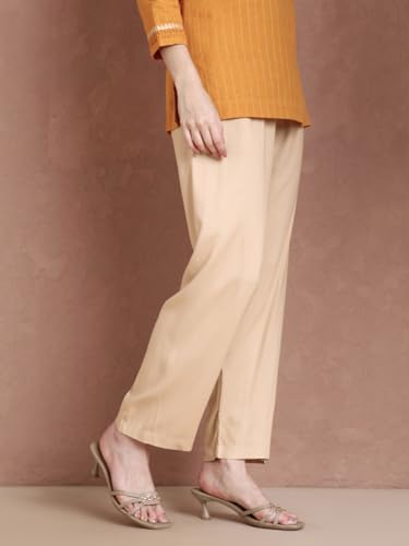 Image of TWIN BIRDS Women Viscose Kurti Pants | Straight Fit Ethnic Daily Trousers