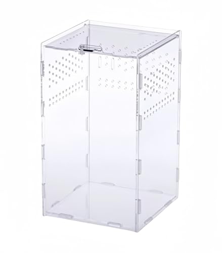 haoyunjianjiak 爬虫類飼育箱 レプタイルボックス換気 アクリル素材 トランスペアレント 爬虫類ケージ 飼育ケース 昆虫飼育ケース 爬虫類用飼育ケージ トカゲ クモ カエル亀 蛇 蛙 昆虫など適用 (15*15*25cm)