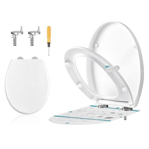 Songmics Tapa De Wc En Forma De O, Cierre Suave, Asa, Extraíble Con Clip, Tapa De Inodoro Universal, Montaje Fácil, Asiento De Plástico Pp, Carga 300 Kg, Blanco Btl001wz01