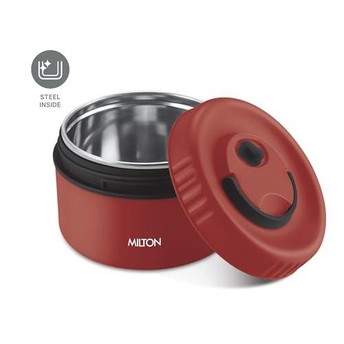 Image of MILTON Snack Box Big I Inner Steel, PU Insulated 510 ml I Leak Proof with Air Vent I Lunch Box for Office Use, School I Maroon