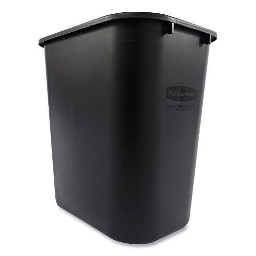 Rubbermaid 295600Bk Deskside Plastic Wastebasket, Rectangular, 7 Gal