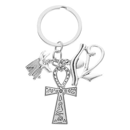 PRETYZOOM Porte-Clés Oeil D’Horus Égyptien Rétro Avec Symbole Ankh Ornement Artisanale Vintage Pour Décoration Clés Voiture Sac 3.74X0.79X0.06In