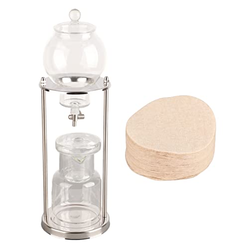 Kuuleyn 600ml Ice Cold Brew Dripper Coffee Maker, Cold Brew Drip Tower, Vidrio Reutilizable Cold Brew Maker Filtrado Soporte De Acero Inoxidable Transparente DIY Ice Coffee Brew Tower
