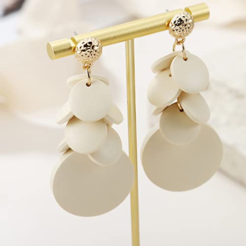 Colorful Layered Wooden Earrings, Bohemian Dangle Drop Earrings for Women4