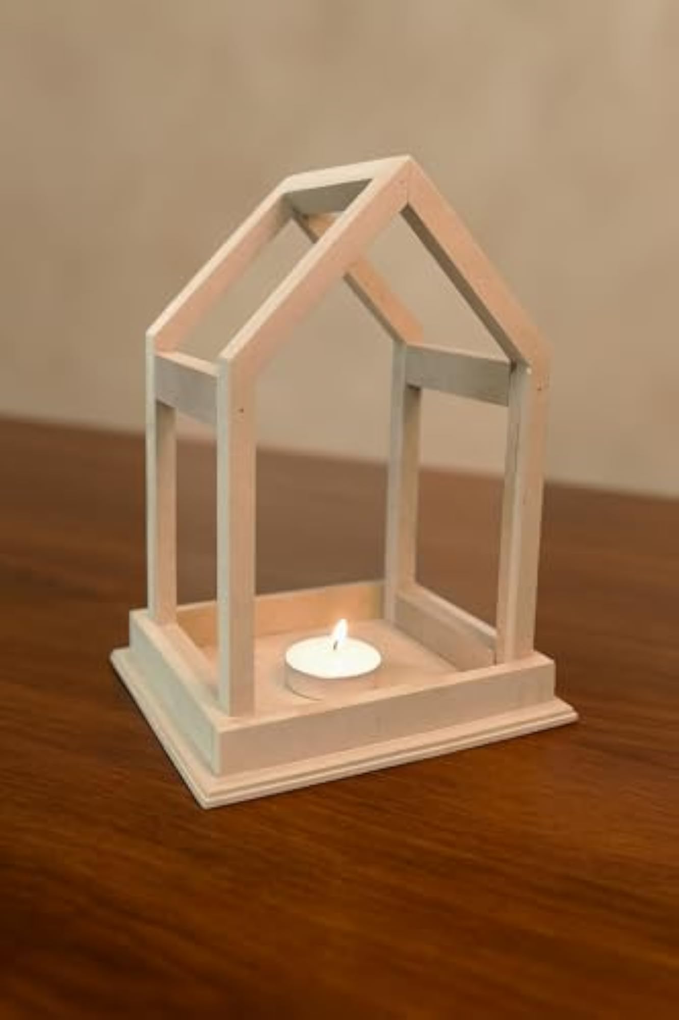 DIY MDF House Shape Lantern Base, Unpainted