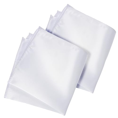 Quilax 2 Stück Einstecktuch für Herren 28 x 28 cm Einfarbig Satin Einstecktuch Weiss Weich Anzug für Hochzeit Partys Wichtige Anlässe Abschlussbälle Geschäftstreffen Verabredungen