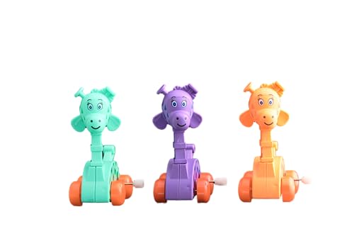 Negi Wind-Up Toy Set of 3 Animal Models, BIS Approved Safe Toys for Kids, Fun Moving Figures with Forward Motion & Head Action, Durable Plastic Wind-Up Playset for Boys & Girls, Multicolor
