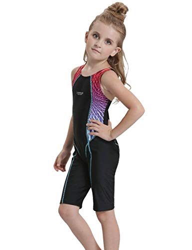 Cadocado Big Girls Boyleg One Piece Swimsuit Sport Sleeveless Swimwear Athletic Bathing Suit,Multicolored,12-14 Years