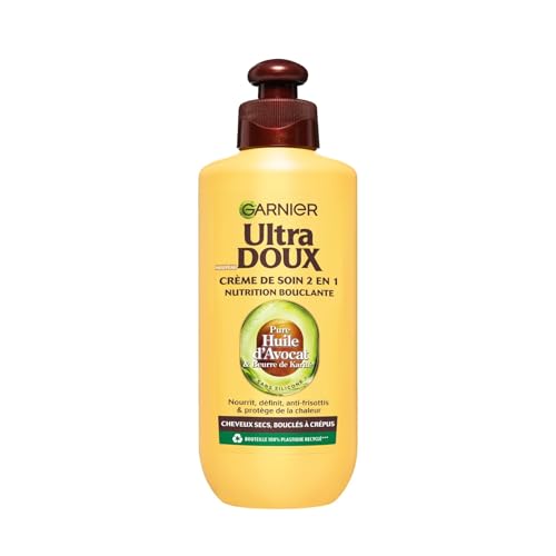 Garnier Ultra Doux Pure Huile d'Avocat & Beurre de Karité pour Cheveux Secs, Bouclés à Crépus - Crème de Soin 2-en-1 Nutrition Bouclante - Homme & Femme -...