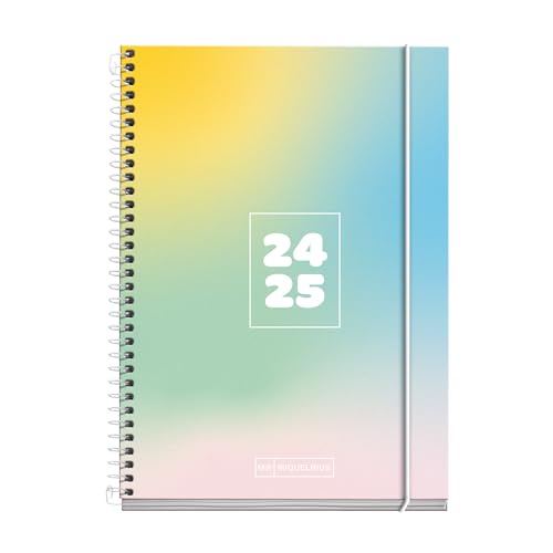 Miquelrius, School Diary 2024-2025, September 2024 to June 2025, Size 117 x 174 mm, Day Page, Lined Cardboard Cover
