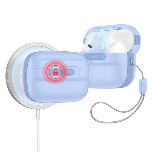 Image of ESR for AirPods Pro 2 Case (2023 /2022 /2019, 2nd /1st Gen), Compatible with Airpods Pro 2 (USB-C /Lightning Cable), MagSafe Ready, Magnetic Lid Lock, Full Drop Protection Cover with Lanyard, Light Blue