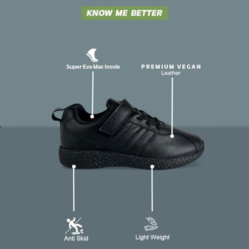 Image of KazarMax Black & White PU School Shoes for Unisex Boys & Girls