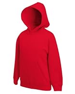 Fruit of the loom kids childrens hoodie hooded sweatshirt Also available in adults version Double fabric hood without drawcord, in line with eu childrens wear legislation Front pouch pocket, ribbed hem and cuffs Set-in sleeves and twin needle stitchi...