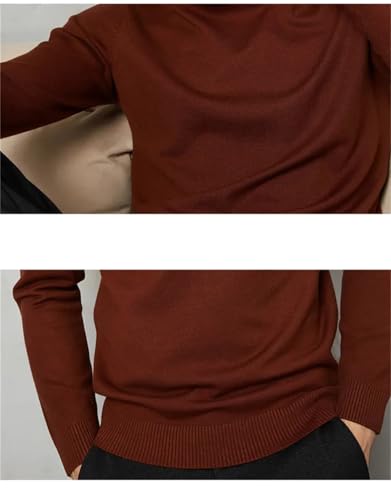 Men's Winter Warm High Neck Sweater Wool Cotton Blend Thick Pullover Casual Knitted Sweater4