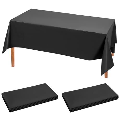 QWORK® Lot de 10 Nappe Longue Noir, Plastique, 274 x 137 cm, Nappe Imperméable, Convient aux Restaurants, Mariages, Fêtes et Événements Spéciaux
