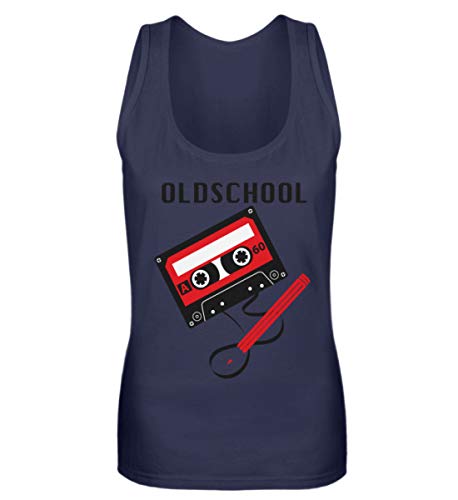 Débardeur femme marine Oldschool Tape S avec motif rétro