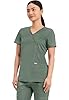 Cherokee Scrubs Top for Women Mock Wrap with 3 Pockets, Soft, 2-Way Stretch & Durable Fabric Plus Size - WW610, 2XL, Olive #1
