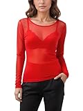  Miss Roja: Camiseta, Top de Vela Transparente, rojo, Talla única