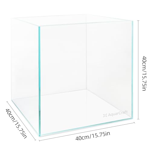 Image of 16 Gallon Rimless Aquarium, Ultra Clear Low Iron Cube Tank | 6mm low iron glass, 15.7 x 15.7 x 15.7 in cube design for aquascaping, planted tanks, betta fish and shrimp
