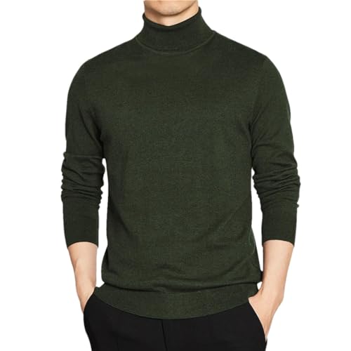 Men's High Collar Sweater Knitwear Solid Long Sleeved Warm Pullovers Jumper