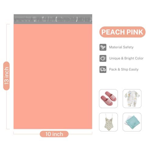 Image of Metronic Poly Mailers 10x13 1200 Pack, Self Seal Small Shipping Bags for Clothing, Waterproof Shipping Envelopes for Small Businesses, Flexible Mailers Poly Bags Plastic Bags Packages Bags Peach Pink